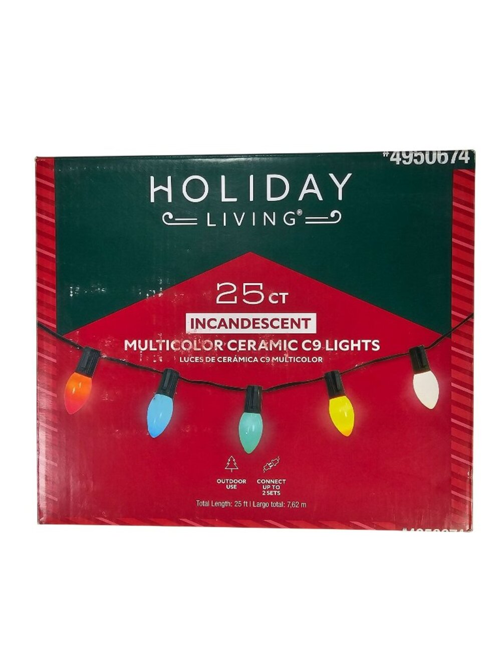 Holiday Living 25ct Multicolor Ceramic C9 Outdoor Christmas String Lights 24ft